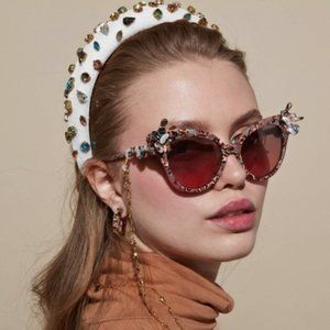 NWT Lele Sadoughi IVORY PADDED CANDY COLOR JEWELED HEADBAND